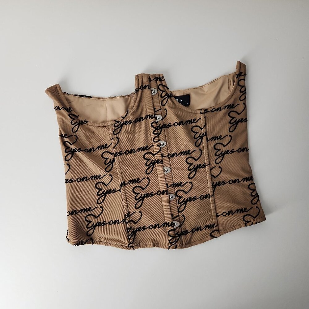 AKIRA Label "Eyes On Me" Corset under bust belt top stretch mesh size M